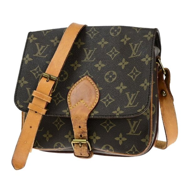 LOUIS VUITTON Cartouchiere MM Shoulder Bag Monogram Leather Brown - Picture 1 of 16